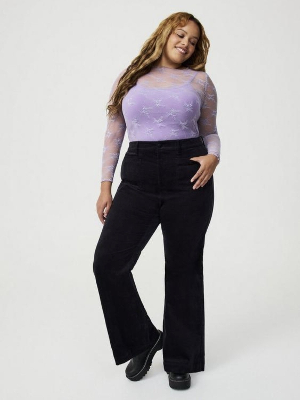 Torrid Flare Stretch Velveteen High Rise Pant